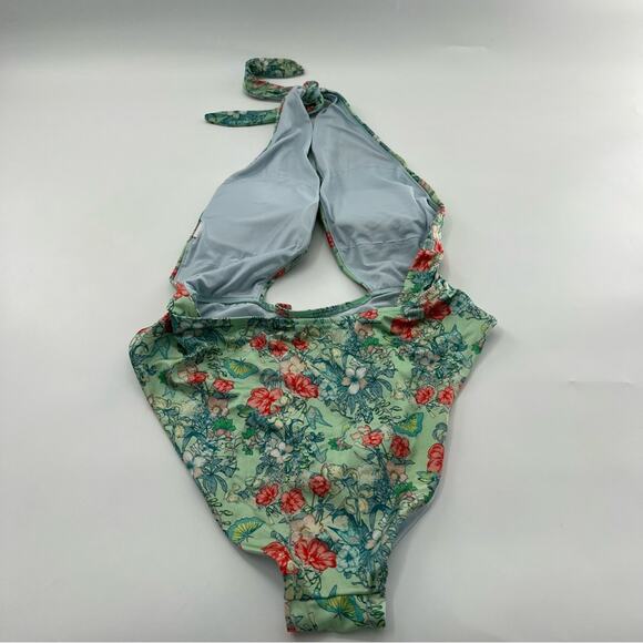 Victoria’s Secret Wrap Criss Cross One Piece Sexy Green Floral Swimsuit Women’s - Picture 9 of 10